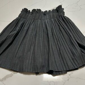 Zara Black and Gray Pleated Houndstooth Mini Skirt Size Small
